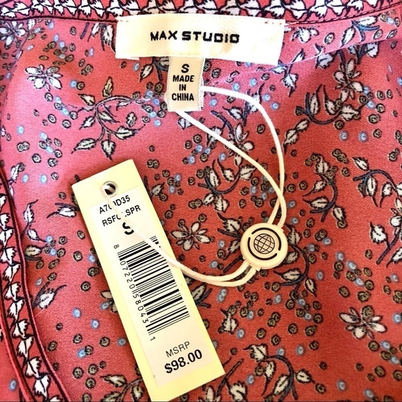 NWT Max Studio peach pink flowy blouse floral S - Picture 7 of 11